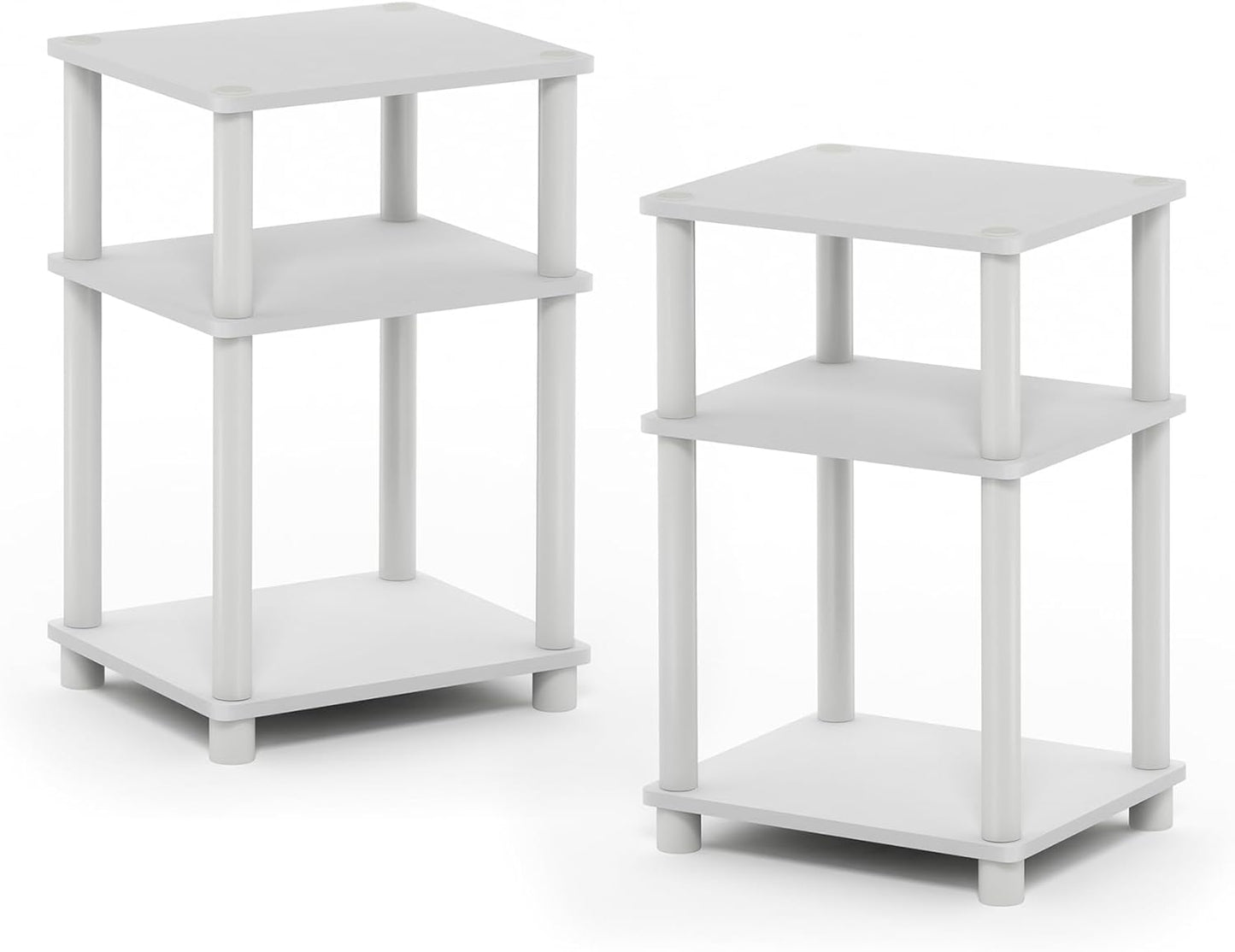 Furinno Just 3-Tier Turn-N-Tube End Table / Side Table / Night Stand / Bedside Table with Plastic Poles, 1-Pack, Columbia Walnut/Black