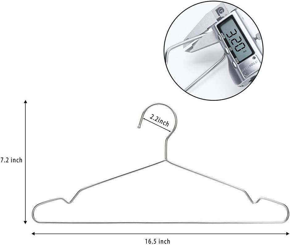 Coat Hangers 40 Pack Clothes Hangers, Seropy Metal Hanger Heavy Duty Wire Hangers with Non Slip Notch, Ultra Thin Stainless Steel Hanger Space Saving Clothing 16.5 Inch