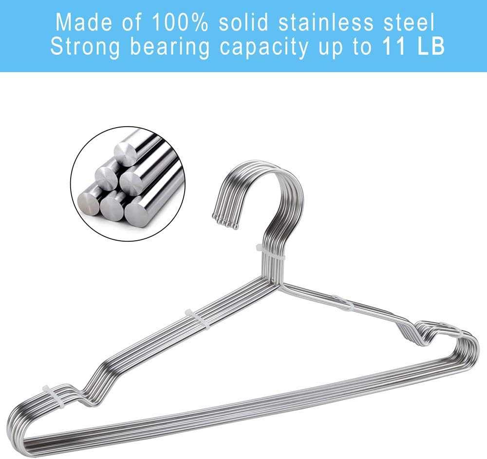 Coat Hangers 40 Pack Clothes Hangers, Seropy Metal Hanger Heavy Duty Wire Hangers with Non Slip Notch, Ultra Thin Stainless Steel Hanger Space Saving Clothing 16.5 Inch