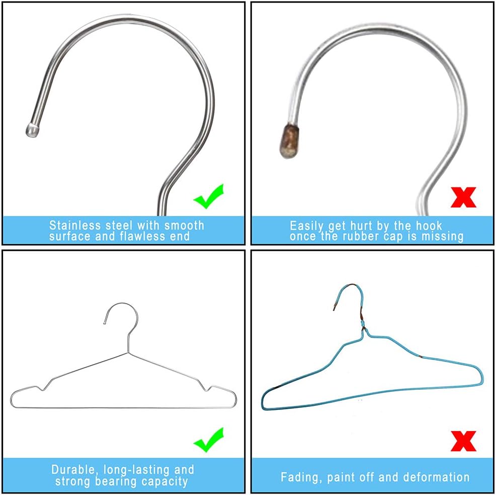 Coat Hangers 40 Pack Clothes Hangers, Seropy Metal Hanger Heavy Duty Wire Hangers with Non Slip Notch, Ultra Thin Stainless Steel Hanger Space Saving Clothing 16.5 Inch