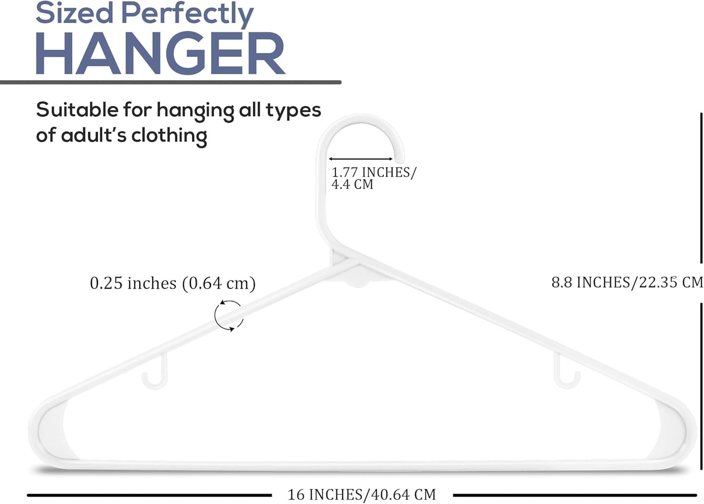Utopia Home Plastic Hangers 50 Pack - Clothes Hanger with Hooks - Durable & Space Saving (White)