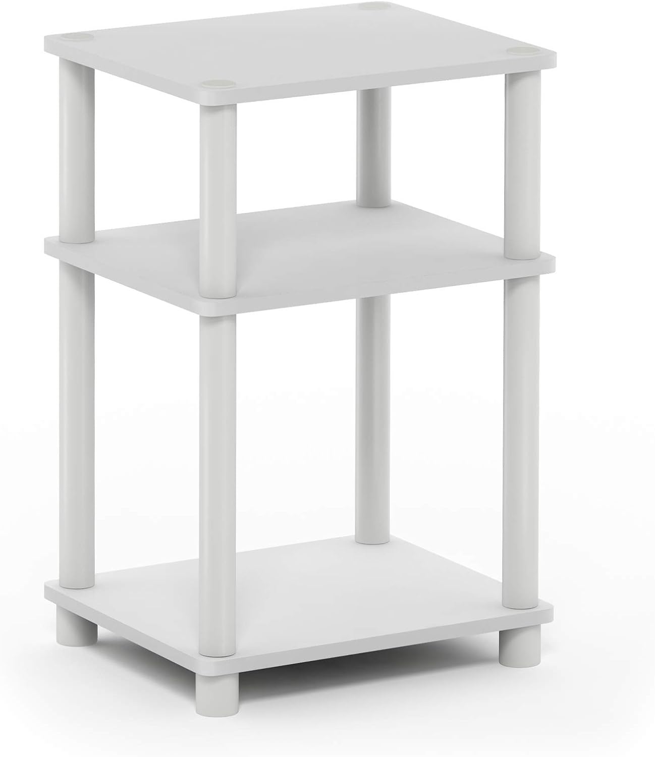 Furinno Just 3-Tier Turn-N-Tube End Table / Side Table / Night Stand / Bedside Table with Plastic Poles, 1-Pack, Columbia Walnut/Black