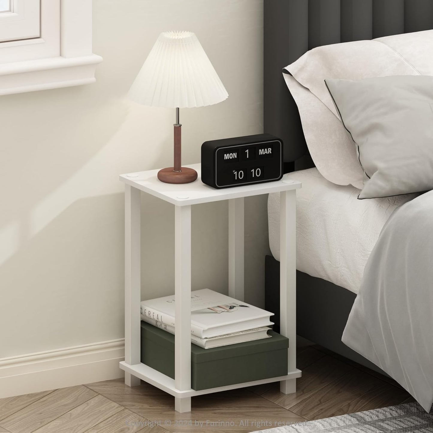 Furinno Just 3-Tier Turn-N-Tube Open Storage Nightstand, 1-Pack, Plastic Poles, Americano/Black