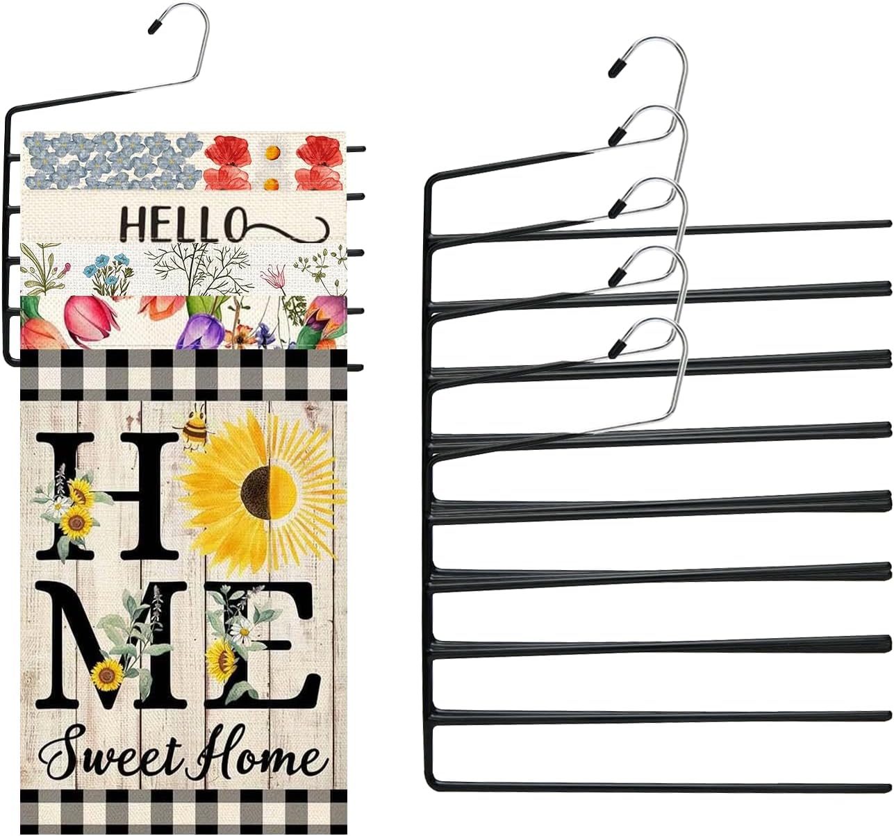5 Pack 5-Tier Garden Flag Hangers, Garden Flag Storage Heavy Duty Multi Layers Space Saving, Organizer Holder, Non-Slip Open-Ended Design for Garden Flags, Pants, Jeans, Ties & More