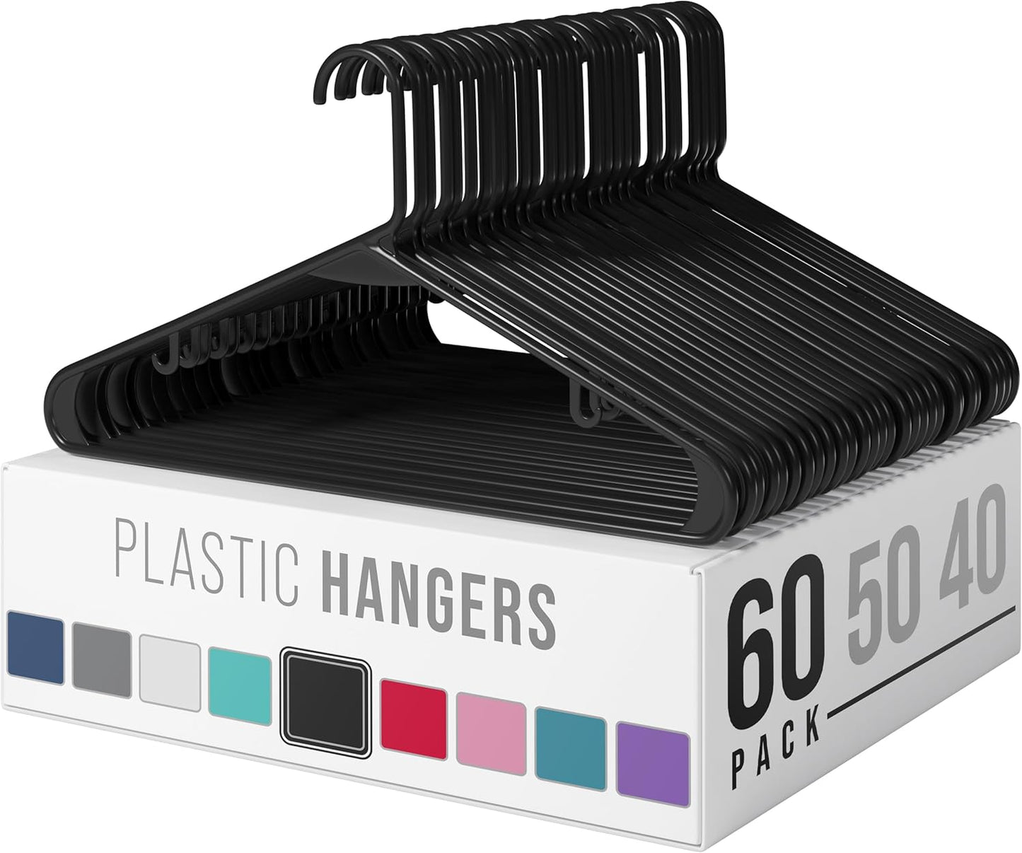 Plastic Hangers 50 Pack White - Clothes Hangers - Makes The Perfect Coat Hanger and General Space Saving Clothes Hangers for Closet - Percheros Ganchos para Colgar Ropa Hangars