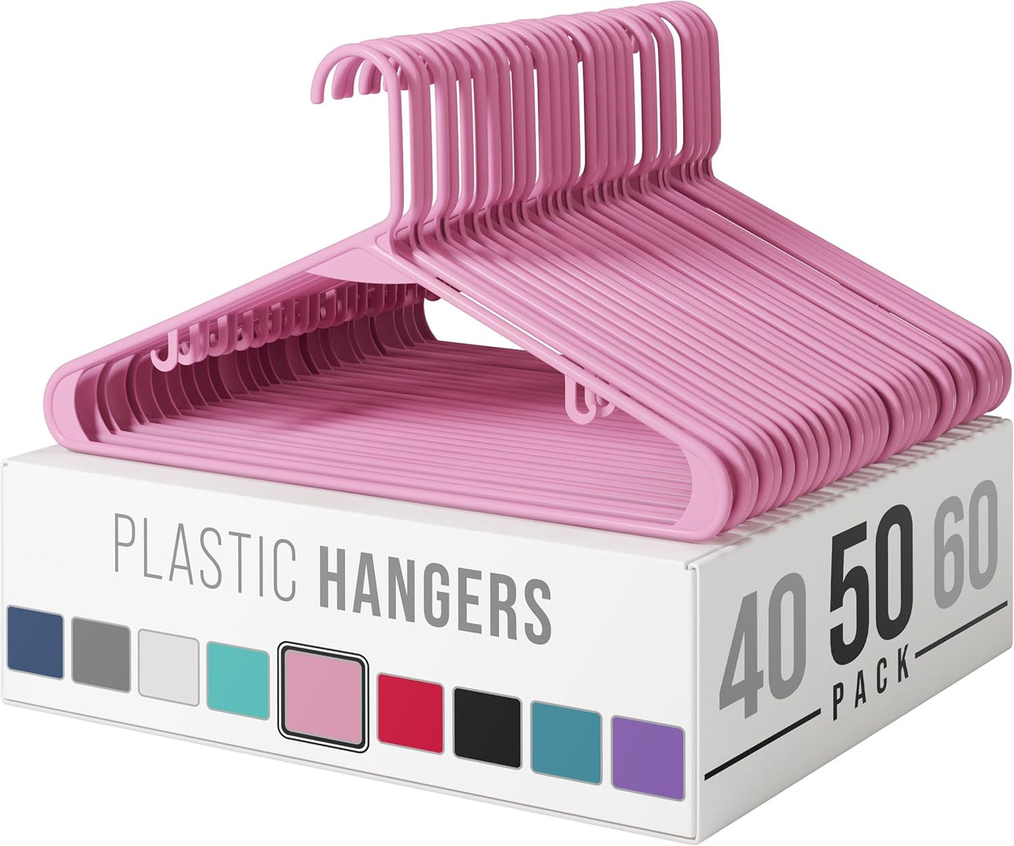Plastic Hangers 50 Pack White - Clothes Hangers - Makes The Perfect Coat Hanger and General Space Saving Clothes Hangers for Closet - Percheros Ganchos para Colgar Ropa Hangars