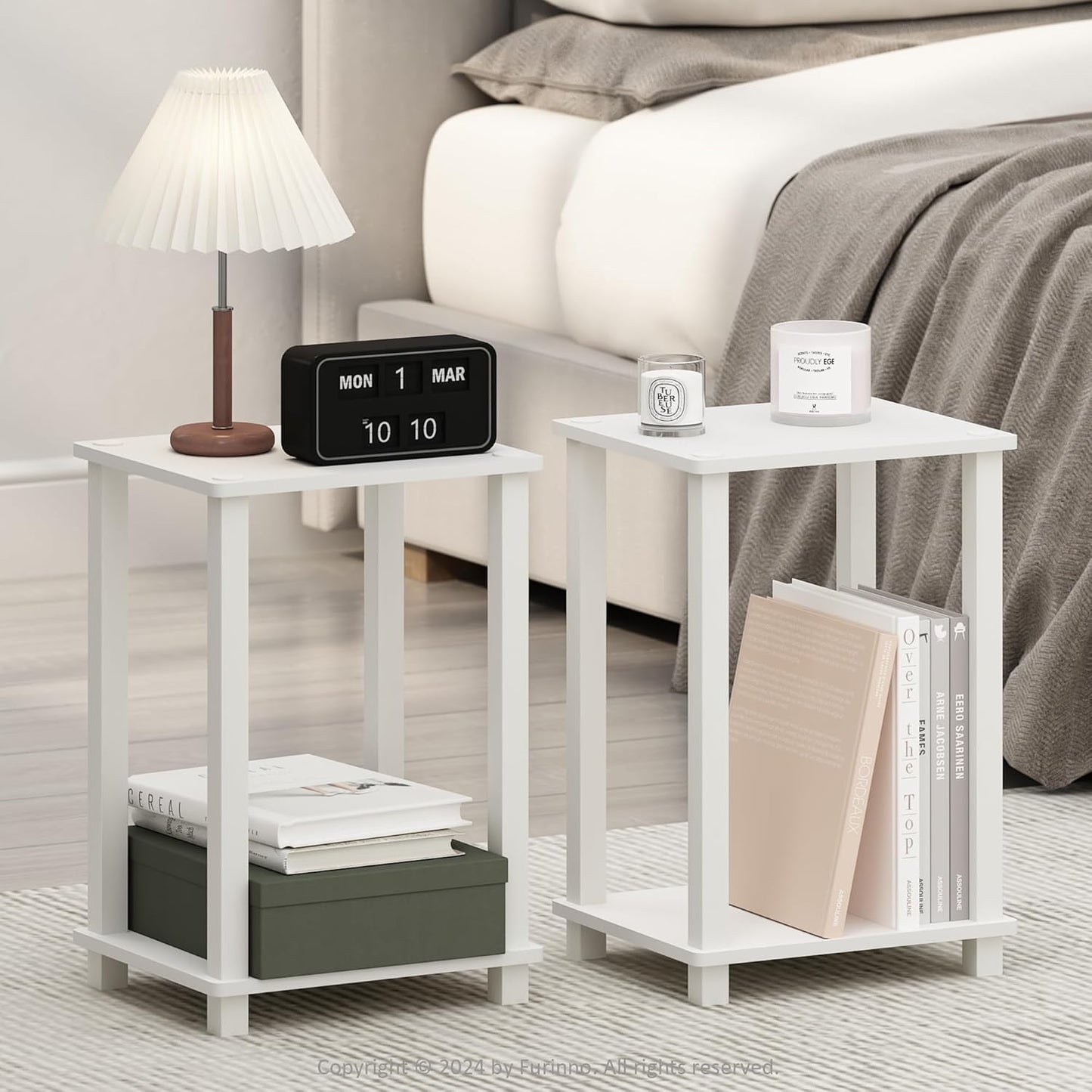 Furinno Just 3-Tier Turn-N-Tube Open Storage Nightstand, 1-Pack, Plastic Poles, Americano/Black