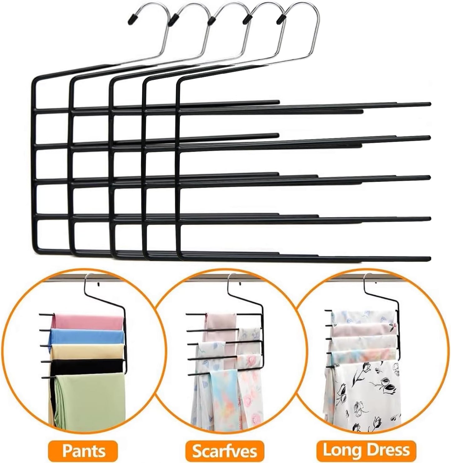 5 Pack 5-Tier Garden Flag Hangers, Garden Flag Storage Heavy Duty Multi Layers Space Saving, Organizer Holder, Non-Slip Open-Ended Design for Garden Flags, Pants, Jeans, Ties & More