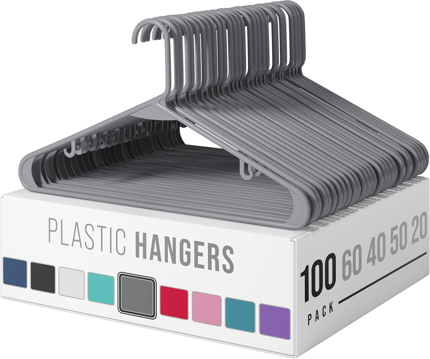 Plastic Hangers 50 Pack White - Clothes Hangers - Makes The Perfect Coat Hanger and General Space Saving Clothes Hangers for Closet - Percheros Ganchos para Colgar Ropa Hangars