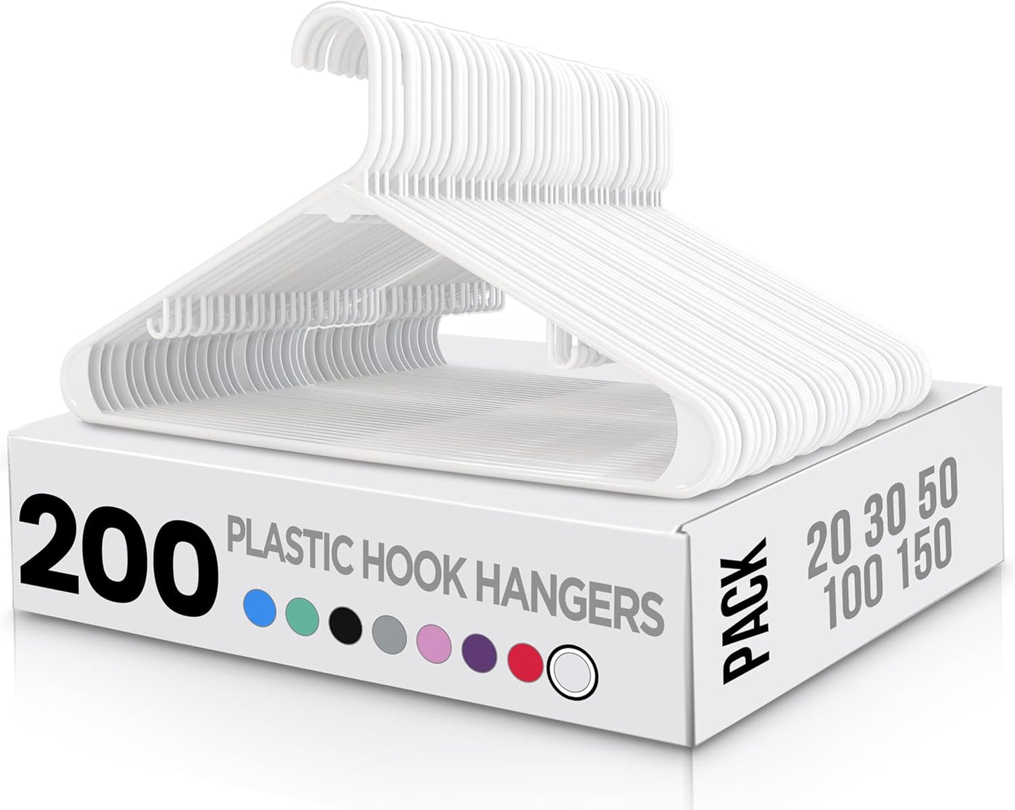 Utopia Home Plastic Hangers 50 Pack - Clothes Hanger with Hooks - Durable & Space Saving (White)