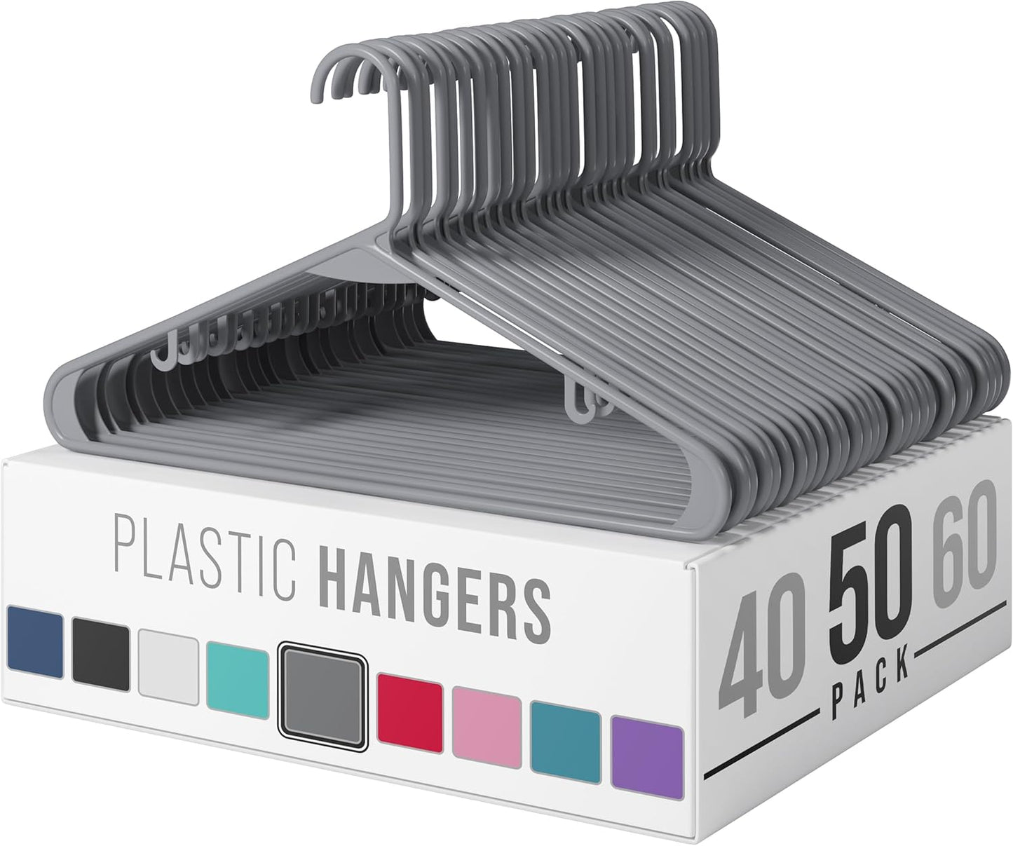 Plastic Hangers 50 Pack White - Clothes Hangers - Makes The Perfect Coat Hanger and General Space Saving Clothes Hangers for Closet - Percheros Ganchos para Colgar Ropa Hangars