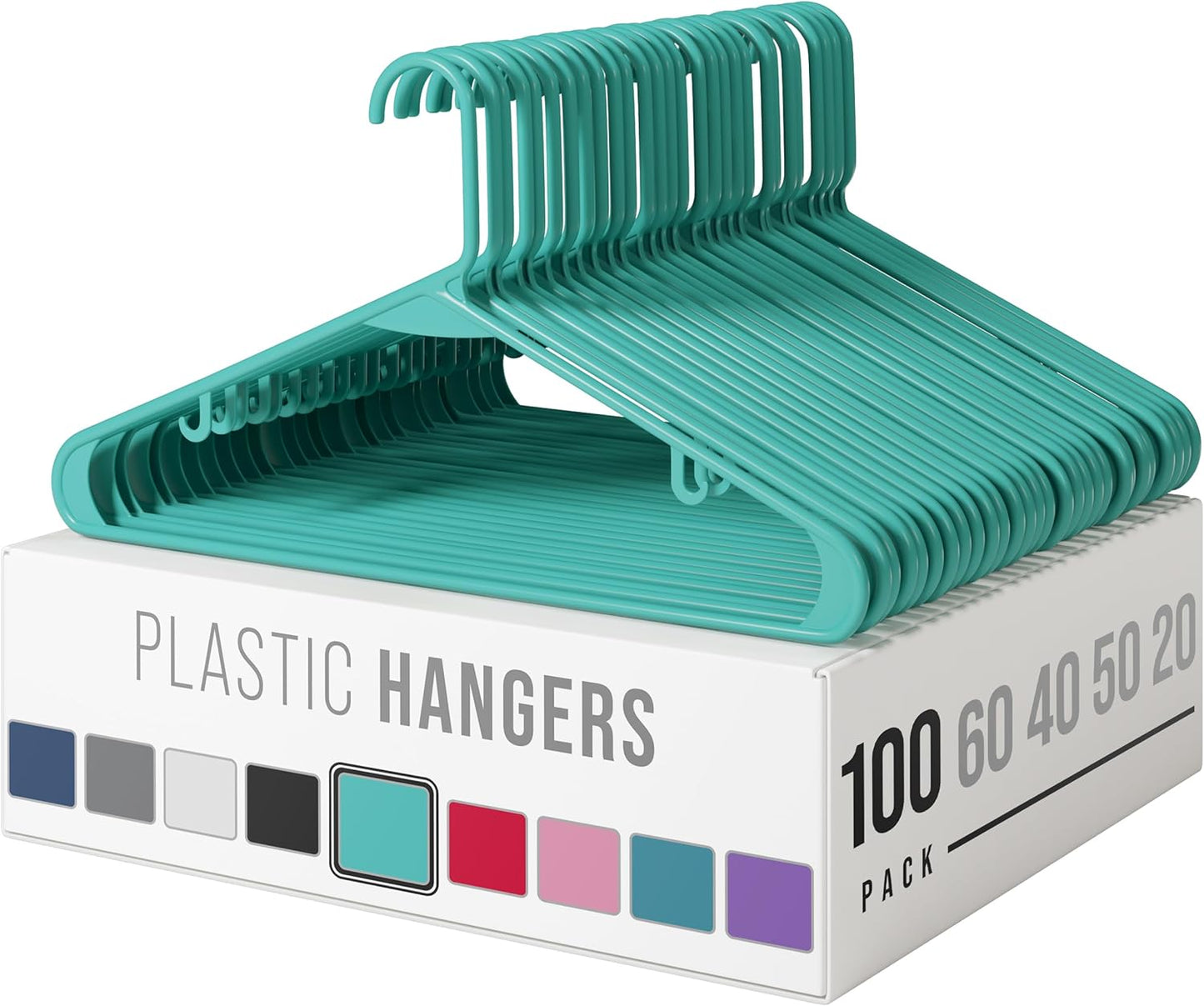 Plastic Hangers 50 Pack White - Clothes Hangers - Makes The Perfect Coat Hanger and General Space Saving Clothes Hangers for Closet - Percheros Ganchos para Colgar Ropa Hangars