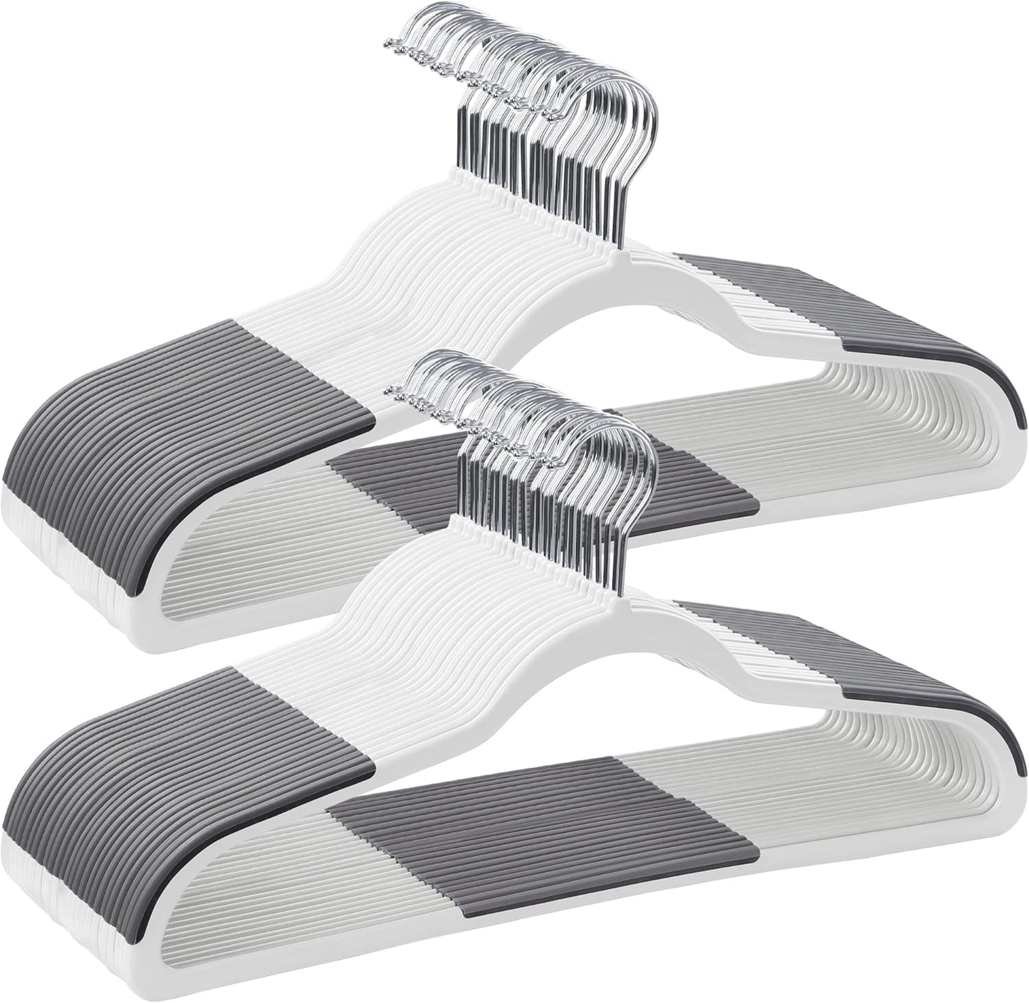 SONGMICS Clothes Hangers, Pack of 50 Plastic Coat Hangers, Space-Saving, Light Gray and Dark Gray UCRF50G