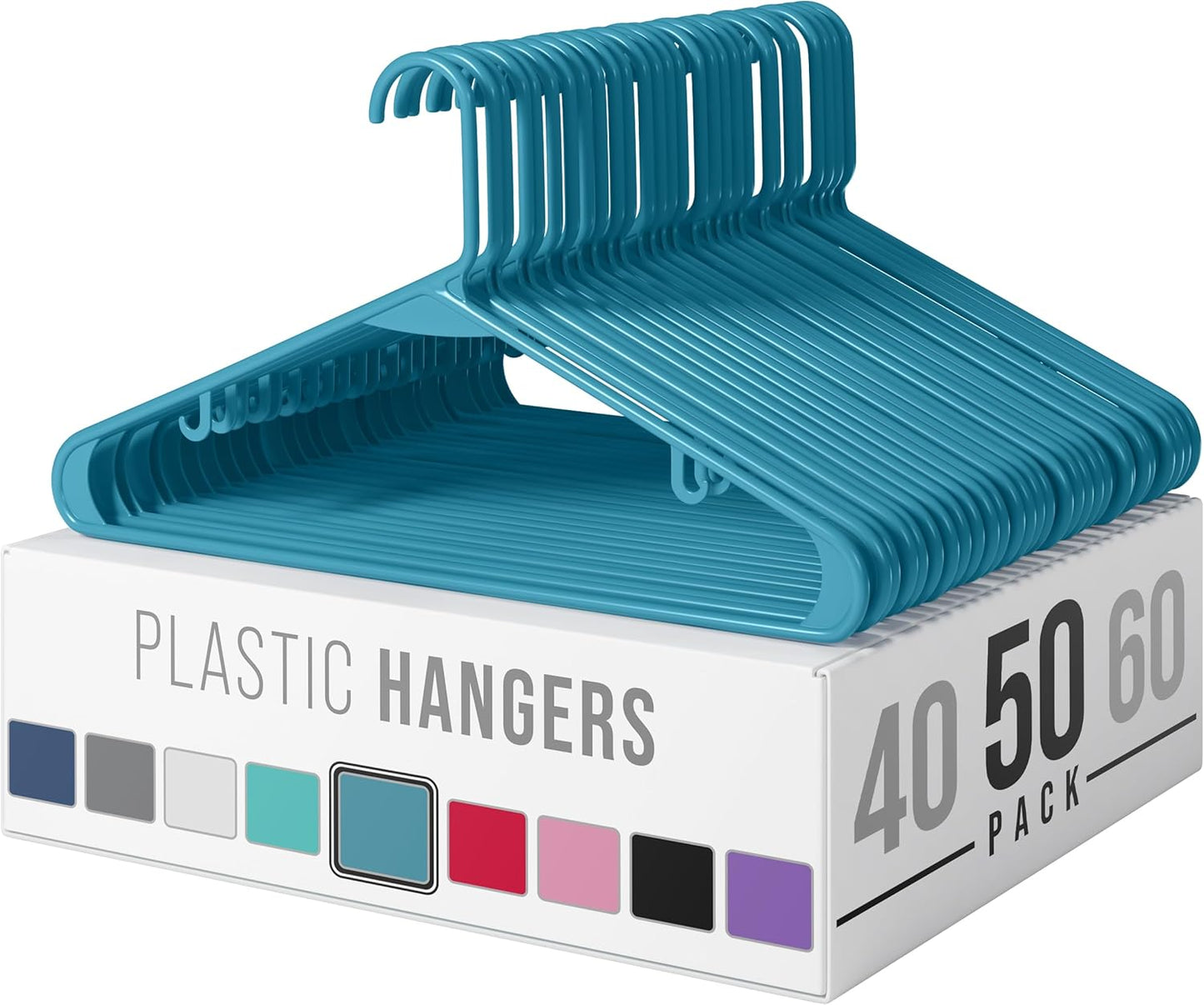 Plastic Hangers 50 Pack White - Clothes Hangers - Makes The Perfect Coat Hanger and General Space Saving Clothes Hangers for Closet - Percheros Ganchos para Colgar Ropa Hangars