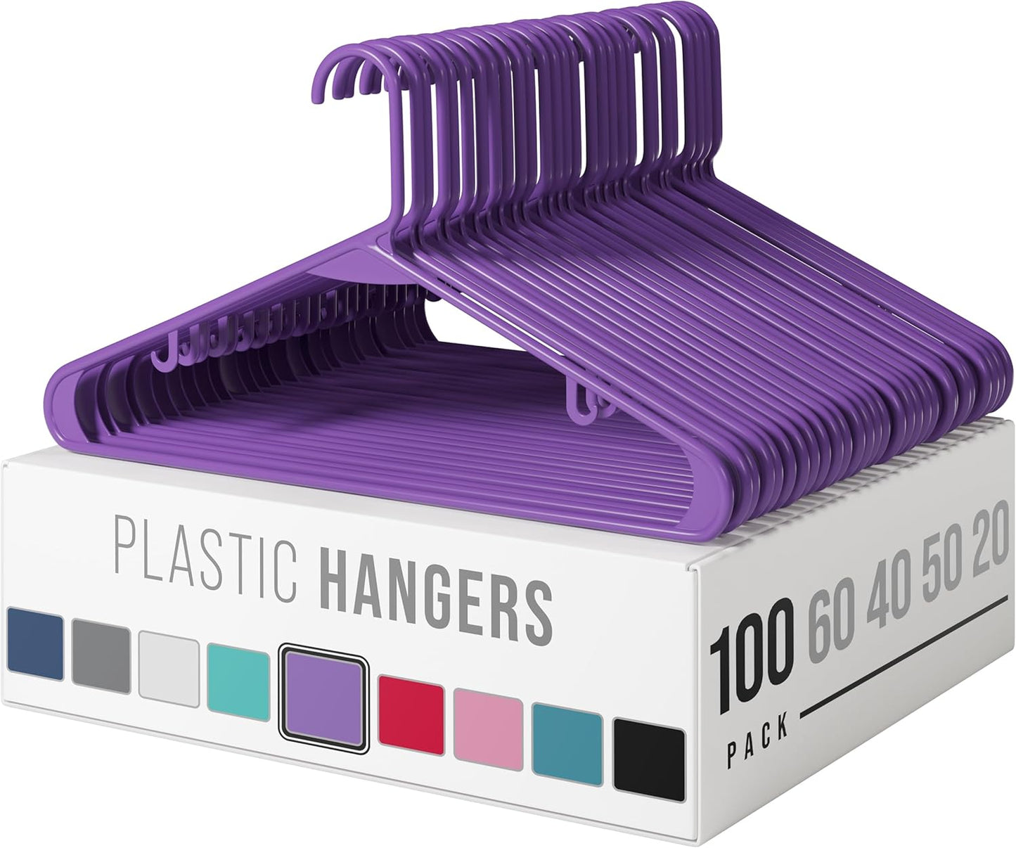 Plastic Hangers 50 Pack White - Clothes Hangers - Makes The Perfect Coat Hanger and General Space Saving Clothes Hangers for Closet - Percheros Ganchos para Colgar Ropa Hangars