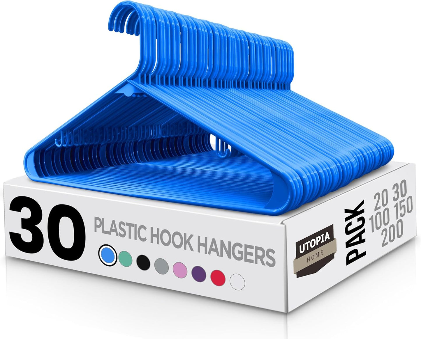 Utopia Home Plastic Hangers 50 Pack - Clothes Hanger with Hooks - Durable & Space Saving (White)