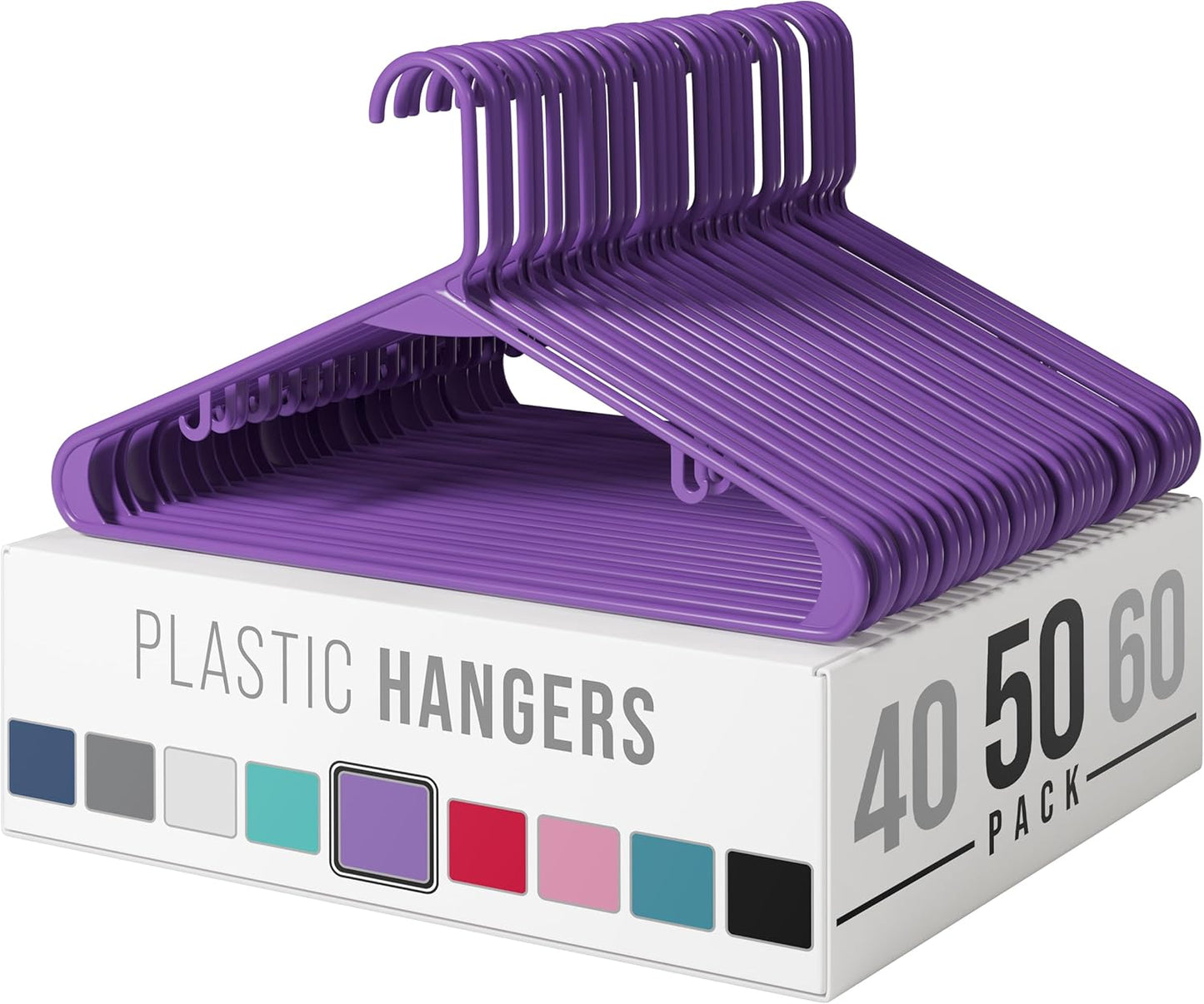 Plastic Hangers 50 Pack White - Clothes Hangers - Makes The Perfect Coat Hanger and General Space Saving Clothes Hangers for Closet - Percheros Ganchos para Colgar Ropa Hangars