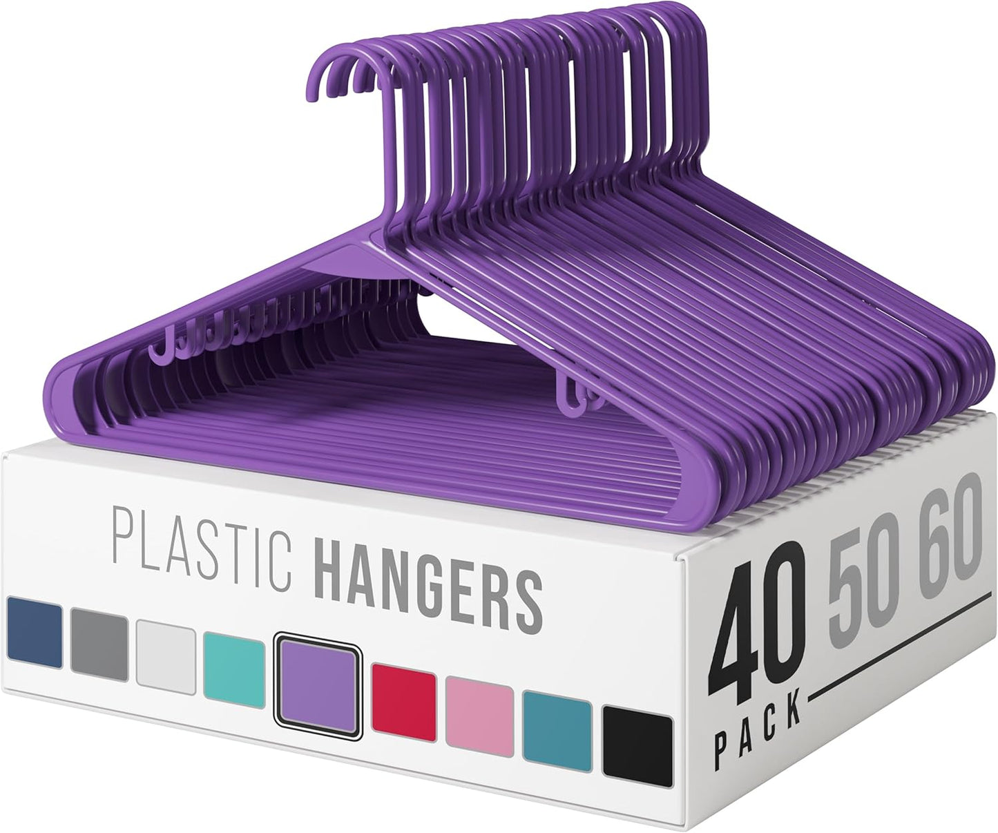 Plastic Hangers 50 Pack White - Clothes Hangers - Makes The Perfect Coat Hanger and General Space Saving Clothes Hangers for Closet - Percheros Ganchos para Colgar Ropa Hangars
