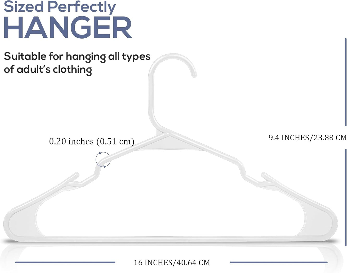 Utopia Home - Plastic Hangers 50 Pack - Space Saving Clothes Hanger - Durable and Strong Closet Organizers and Storage Makes It Ideal Apartment or Dorm Room Essentials for Girls or Guys (White)