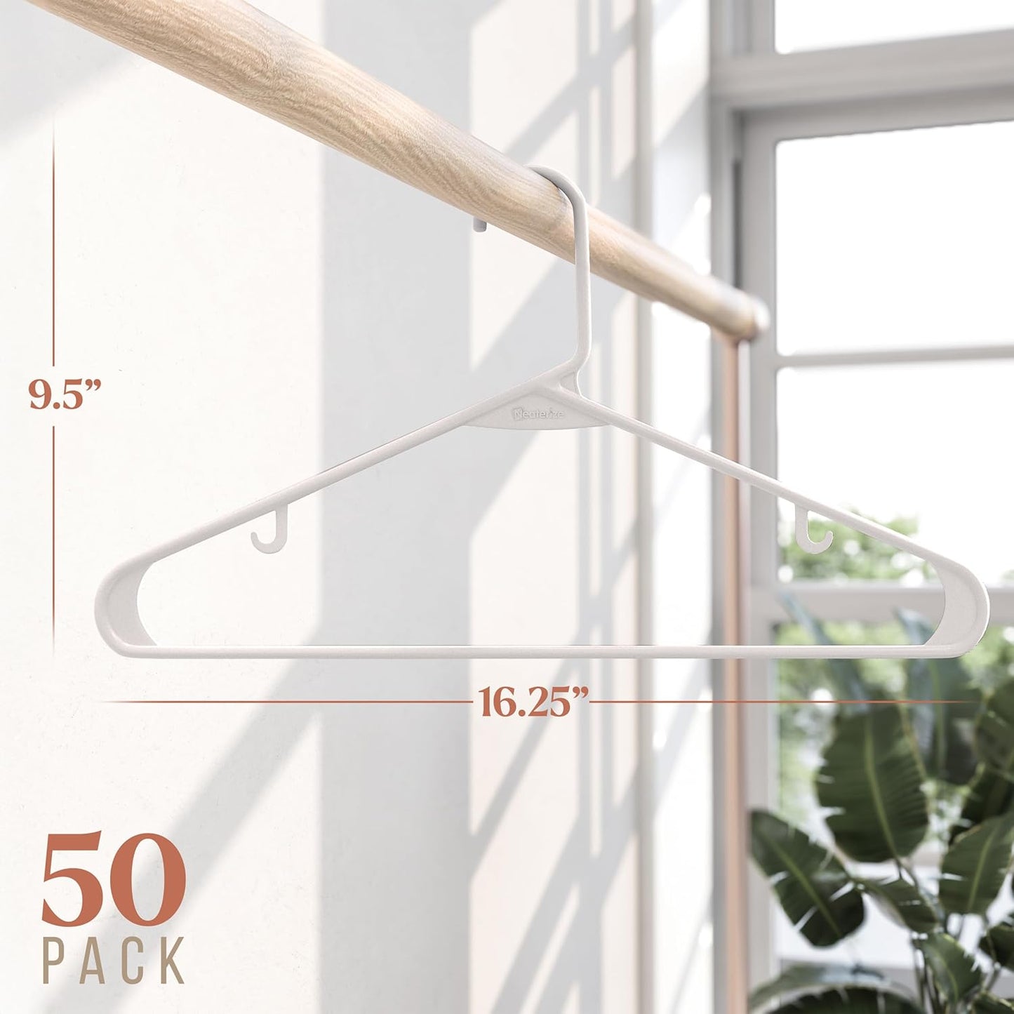 Plastic Hangers 50 Pack White - Clothes Hangers - Makes The Perfect Coat Hanger and General Space Saving Clothes Hangers for Closet - Percheros Ganchos para Colgar Ropa Hangars