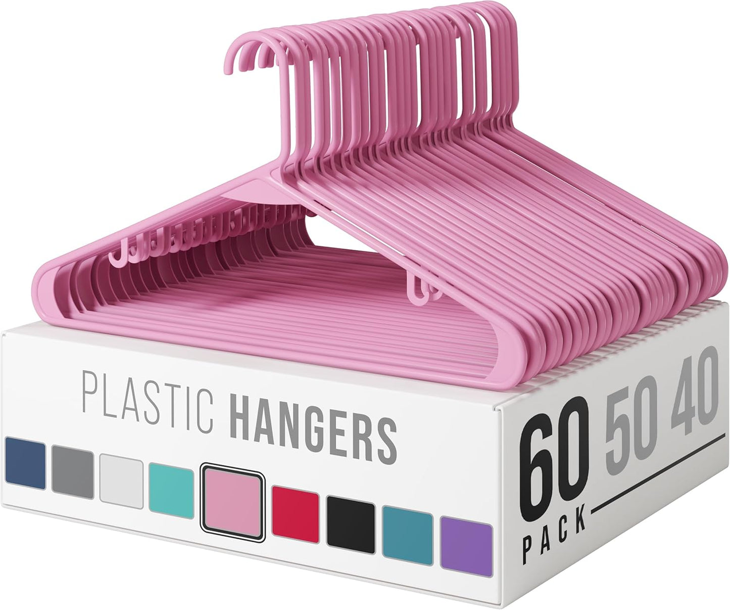 Plastic Hangers 50 Pack White - Clothes Hangers - Makes The Perfect Coat Hanger and General Space Saving Clothes Hangers for Closet - Percheros Ganchos para Colgar Ropa Hangars