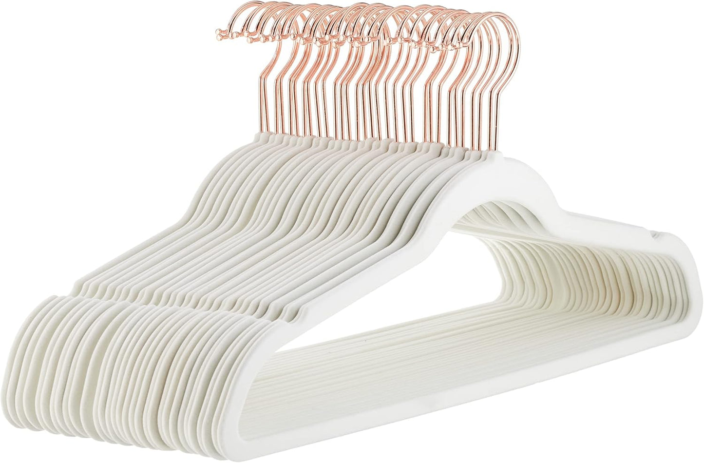Amazon Basics Slim, Velvet, Non-Slip, Space-Saving Suit Clothes Hangers, Pack of 100, Ivory/Beige