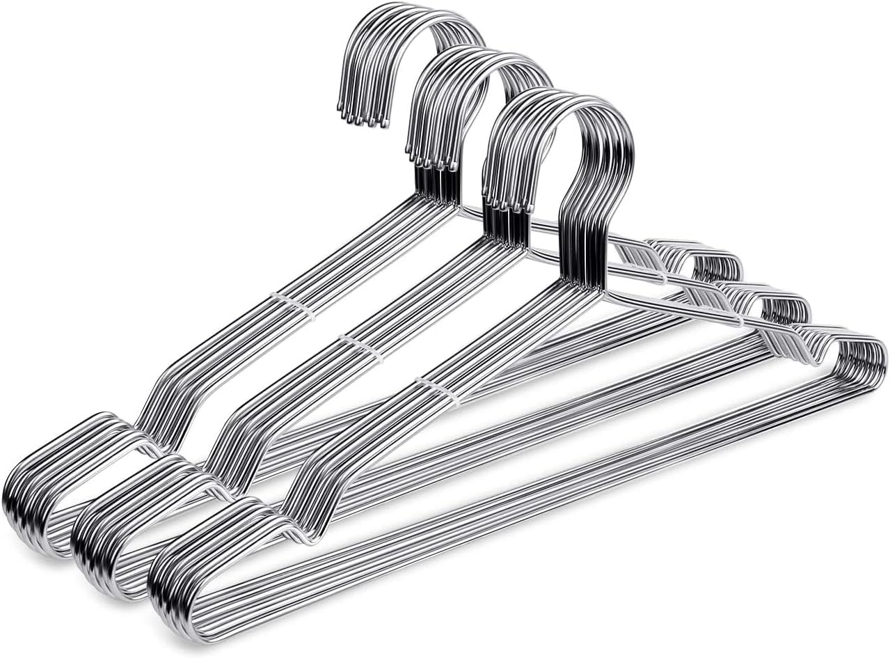 Fayleeko Wire Coat Hangers 40 Pack Strong Heavy Duty Stainless Steel Metal Ultra Thin Space Saving Clothes Hangers 16.5 Inch