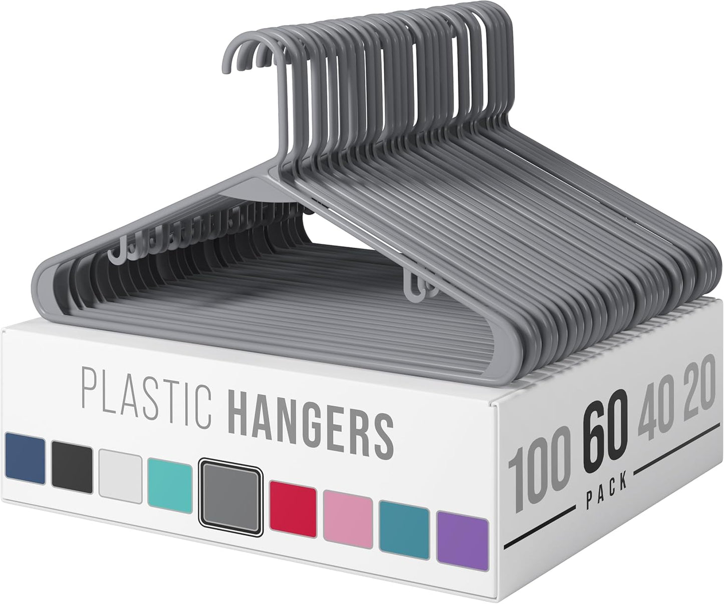 Plastic Hangers 50 Pack White - Clothes Hangers - Makes The Perfect Coat Hanger and General Space Saving Clothes Hangers for Closet - Percheros Ganchos para Colgar Ropa Hangars