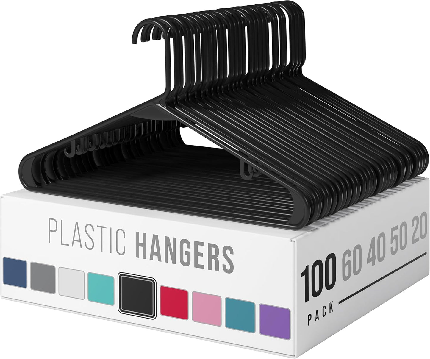 Plastic Hangers 50 Pack White - Clothes Hangers - Makes The Perfect Coat Hanger and General Space Saving Clothes Hangers for Closet - Percheros Ganchos para Colgar Ropa Hangars