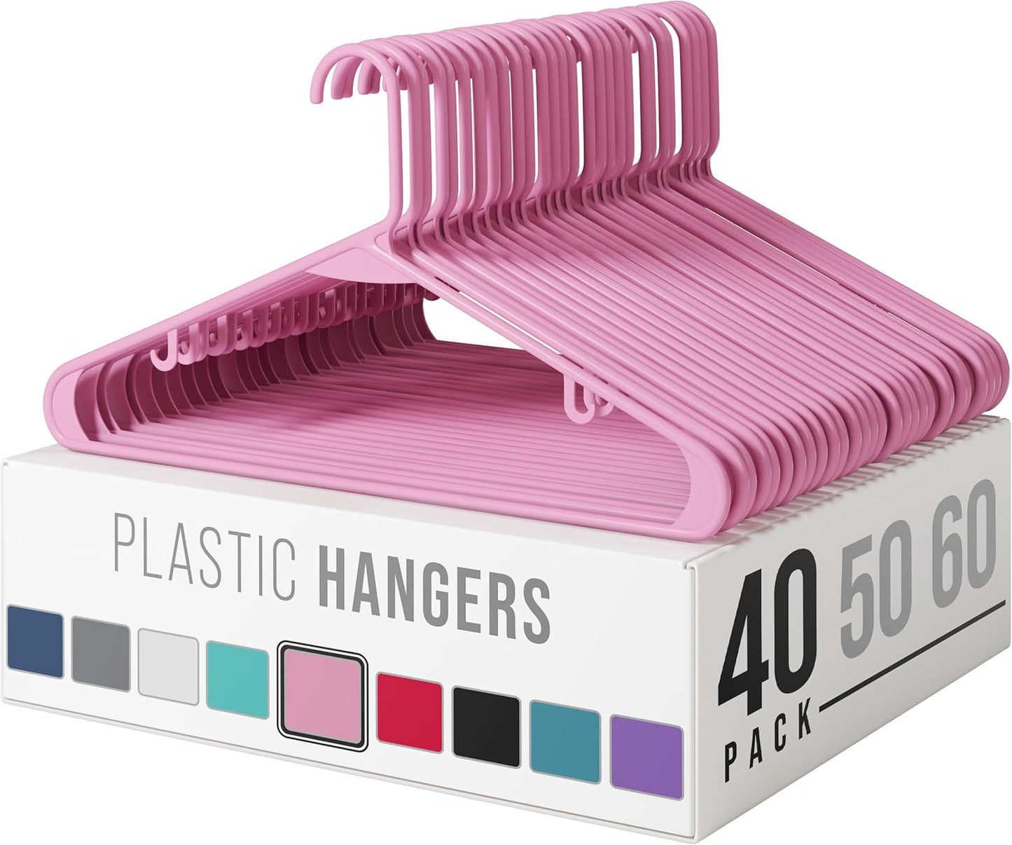 Plastic Hangers 50 Pack White - Clothes Hangers - Makes The Perfect Coat Hanger and General Space Saving Clothes Hangers for Closet - Percheros Ganchos para Colgar Ropa Hangars