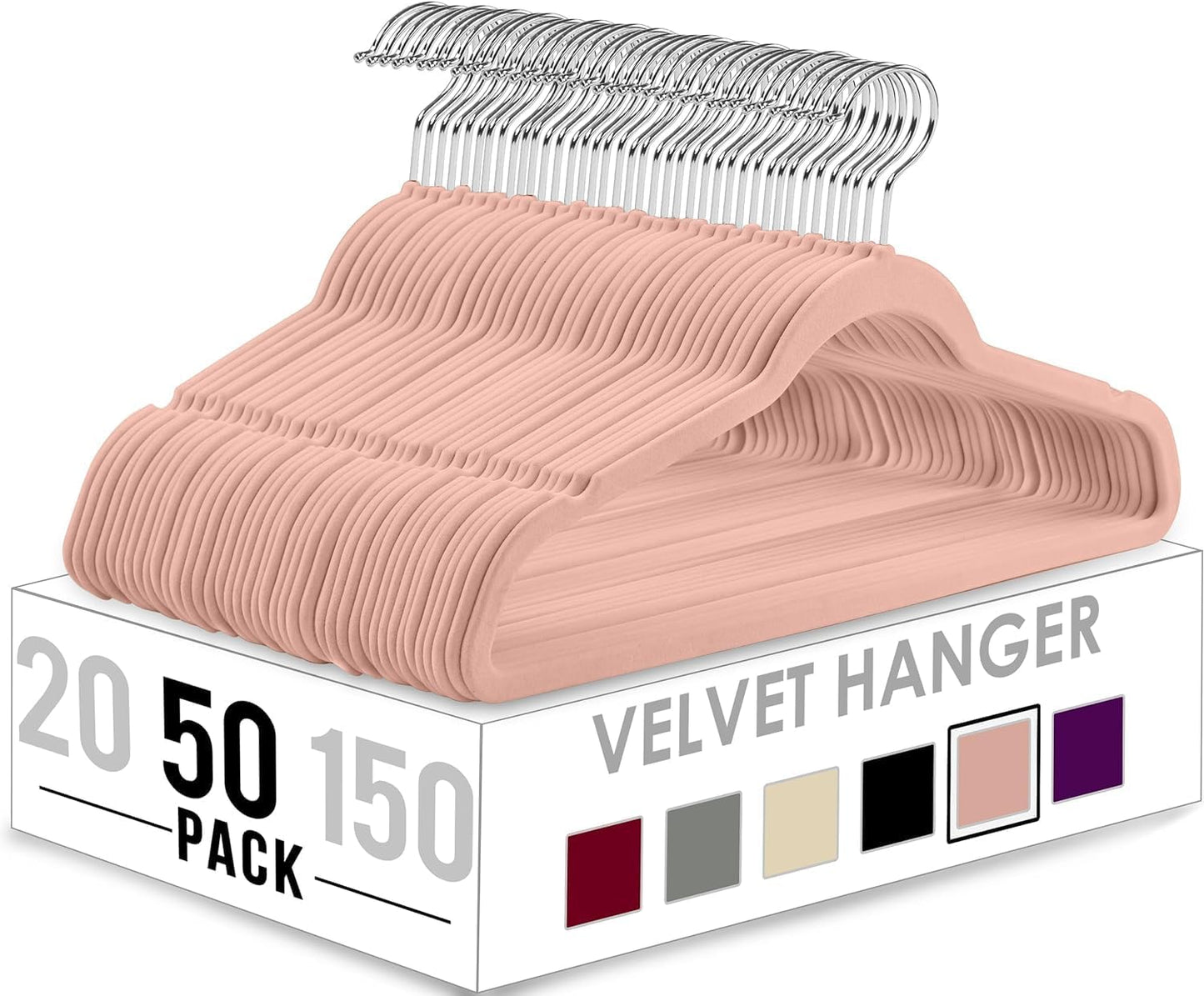 Utopia Home Velvet Hangers 50 Pack - Non-Slip Suit Hangers with 360 Degree Rotatable Hook - for Pants, Coats, Shirts & More (Black)