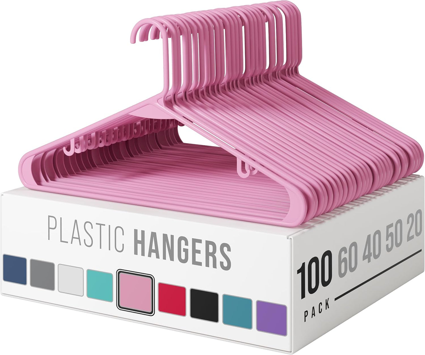 Plastic Hangers 50 Pack White - Clothes Hangers - Makes The Perfect Coat Hanger and General Space Saving Clothes Hangers for Closet - Percheros Ganchos para Colgar Ropa Hangars
