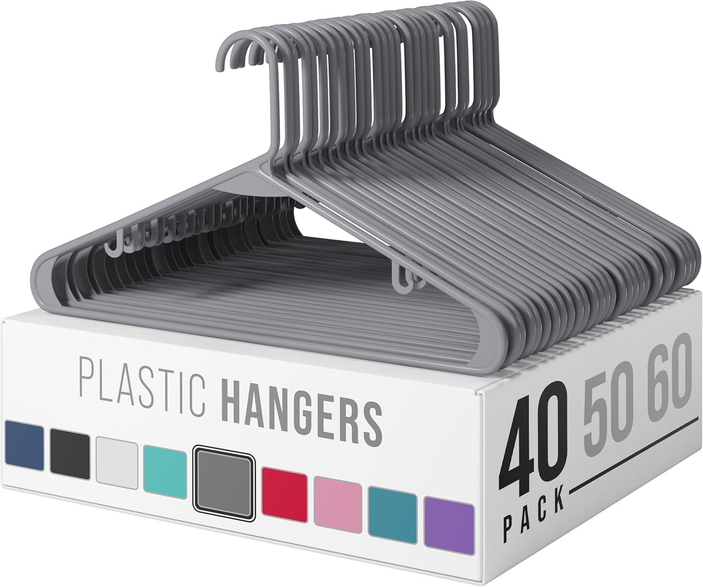 Plastic Hangers 50 Pack White - Clothes Hangers - Makes The Perfect Coat Hanger and General Space Saving Clothes Hangers for Closet - Percheros Ganchos para Colgar Ropa Hangars