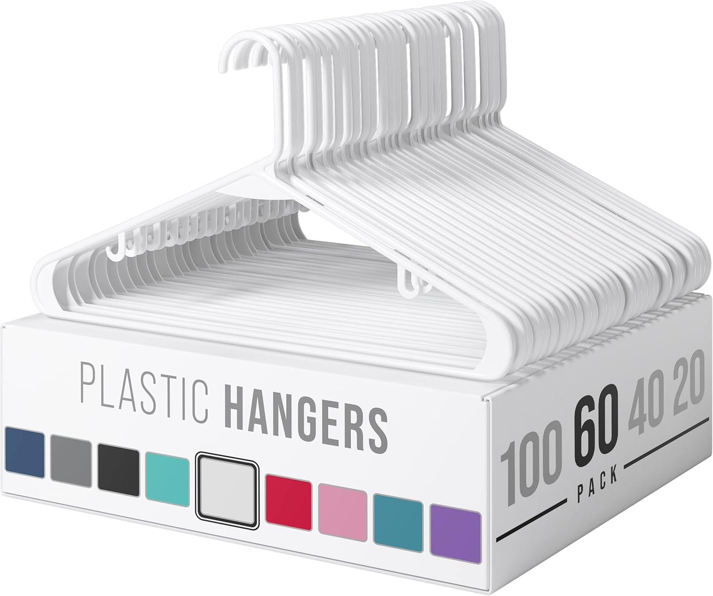Plastic Hangers 50 Pack White - Clothes Hangers - Makes The Perfect Coat Hanger and General Space Saving Clothes Hangers for Closet - Percheros Ganchos para Colgar Ropa Hangars