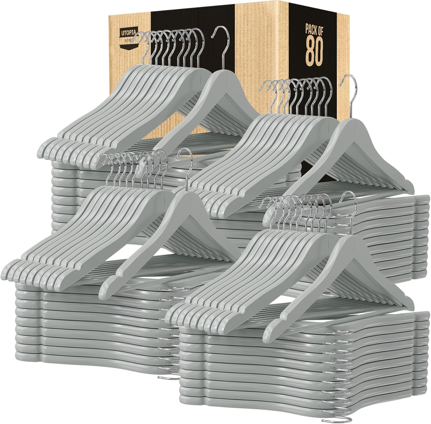 Utopia Home Premium Wooden Hangers 30 Pack - Durable & Slim Coat Hanger - Suit Hanger with 360-Degree Rotatable Hook - Wood Hangers with Shoulder Grooves (Natural Color)