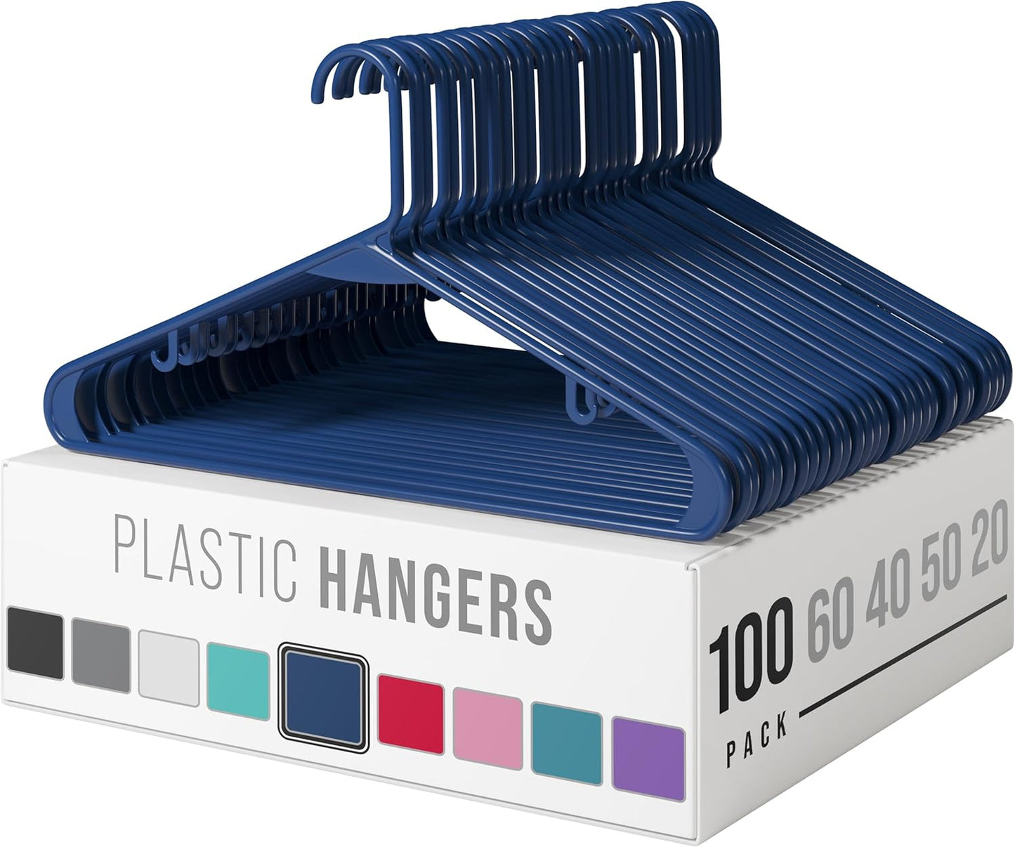 Plastic Hangers 50 Pack White - Clothes Hangers - Makes The Perfect Coat Hanger and General Space Saving Clothes Hangers for Closet - Percheros Ganchos para Colgar Ropa Hangars
