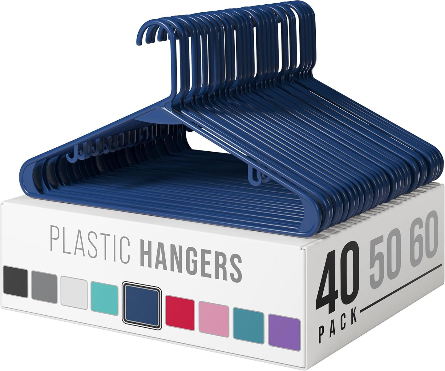 Plastic Hangers 50 Pack White - Clothes Hangers - Makes The Perfect Coat Hanger and General Space Saving Clothes Hangers for Closet - Percheros Ganchos para Colgar Ropa Hangars