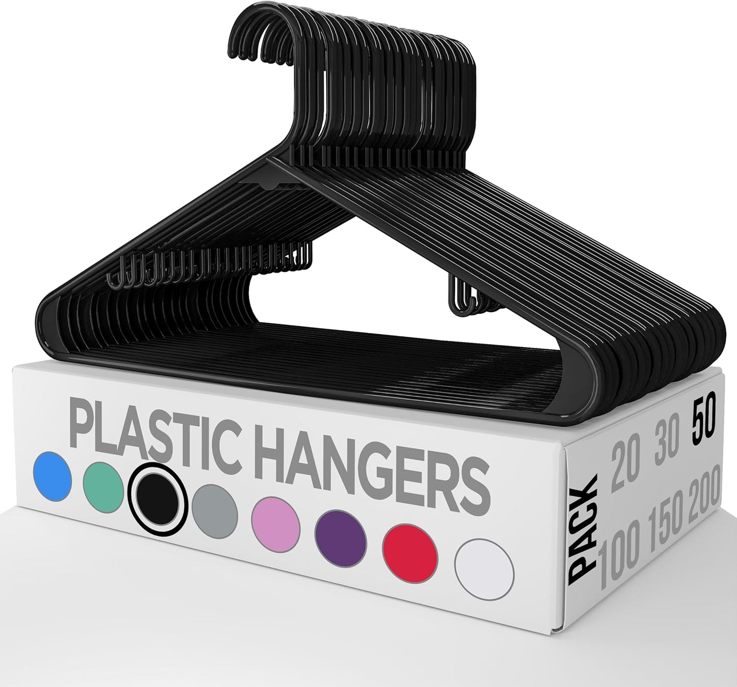 Utopia Home Plastic Hangers 50 Pack - Clothes Hanger with Hooks - Durable & Space Saving (White)