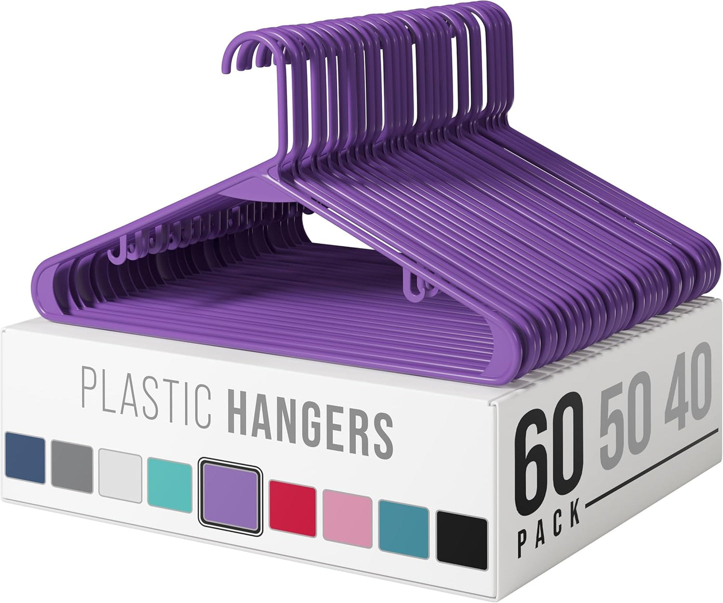 Plastic Hangers 50 Pack White - Clothes Hangers - Makes The Perfect Coat Hanger and General Space Saving Clothes Hangers for Closet - Percheros Ganchos para Colgar Ropa Hangars