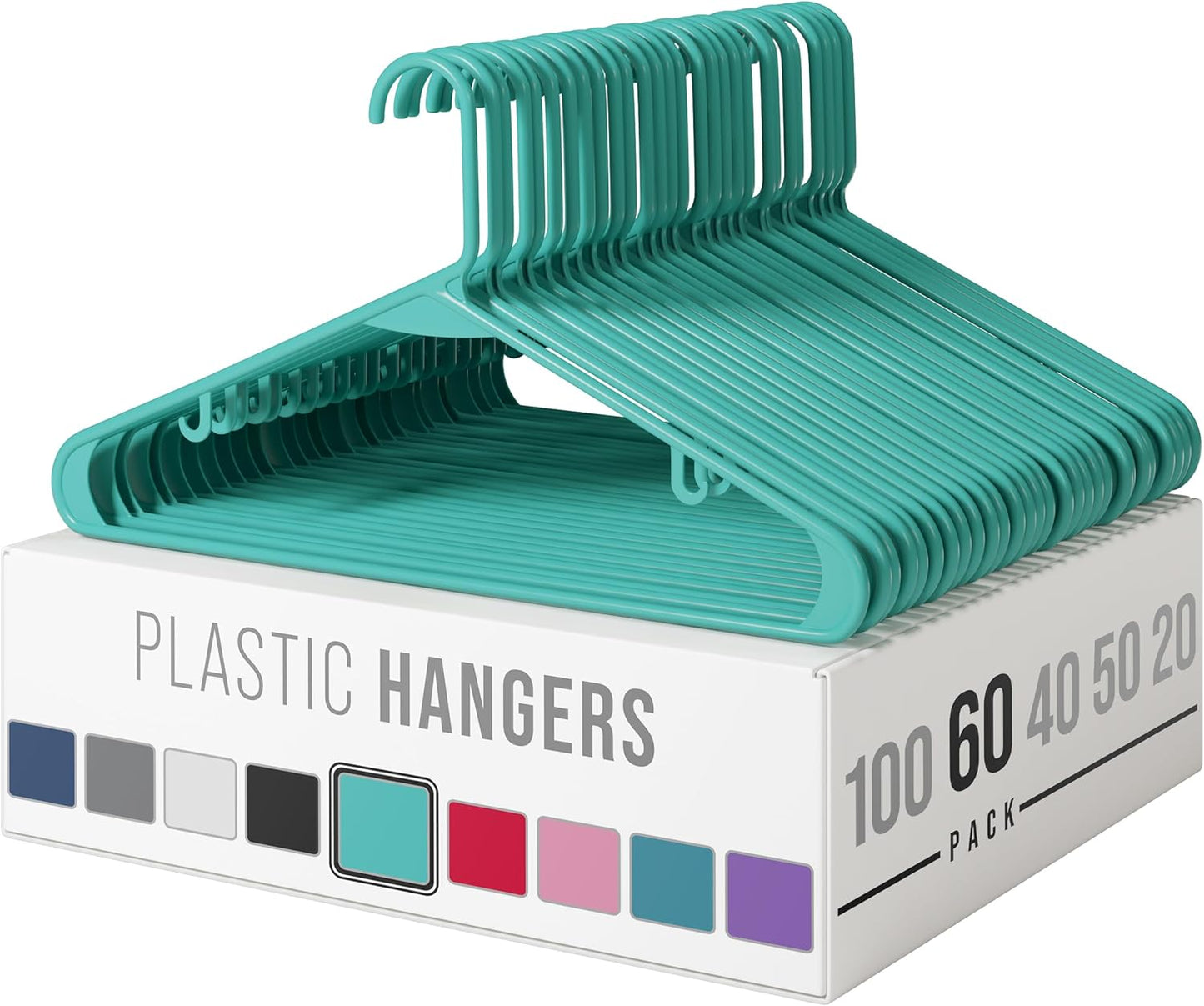 Plastic Hangers 50 Pack White - Clothes Hangers - Makes The Perfect Coat Hanger and General Space Saving Clothes Hangers for Closet - Percheros Ganchos para Colgar Ropa Hangars