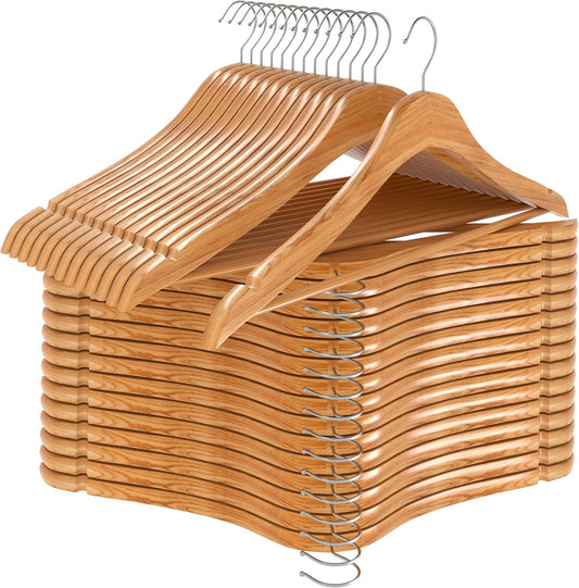 Utopia Home Premium Wooden Hangers 30 Pack - Durable & Slim Coat Hanger - Suit Hanger with 360-Degree Rotatable Hook - Wood Hangers with Shoulder Grooves (Natural Color)