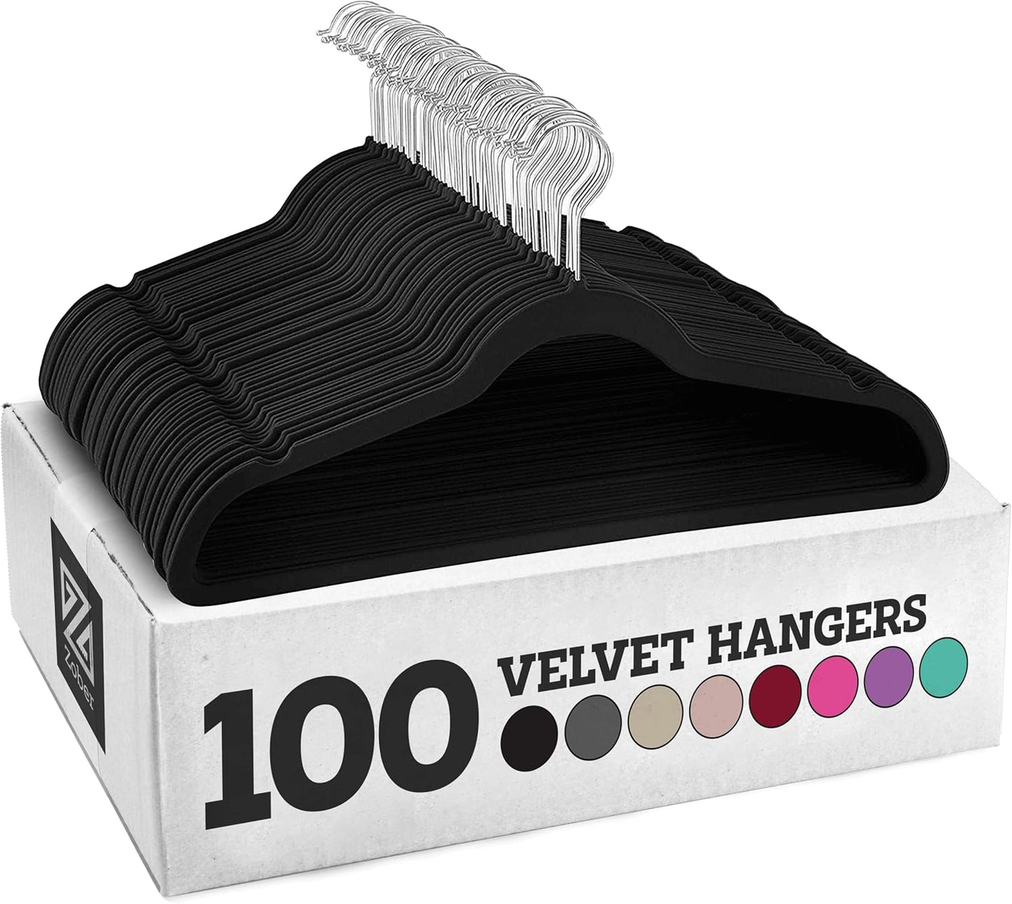 Zober Velvet Hangers 50 Pack - Ivory for Coats, Pants & Dress Clothes - Non Slip w/ 360 Degree Swivel, Holds up to 10 lbs - Strong Felt Hangers for Clothing