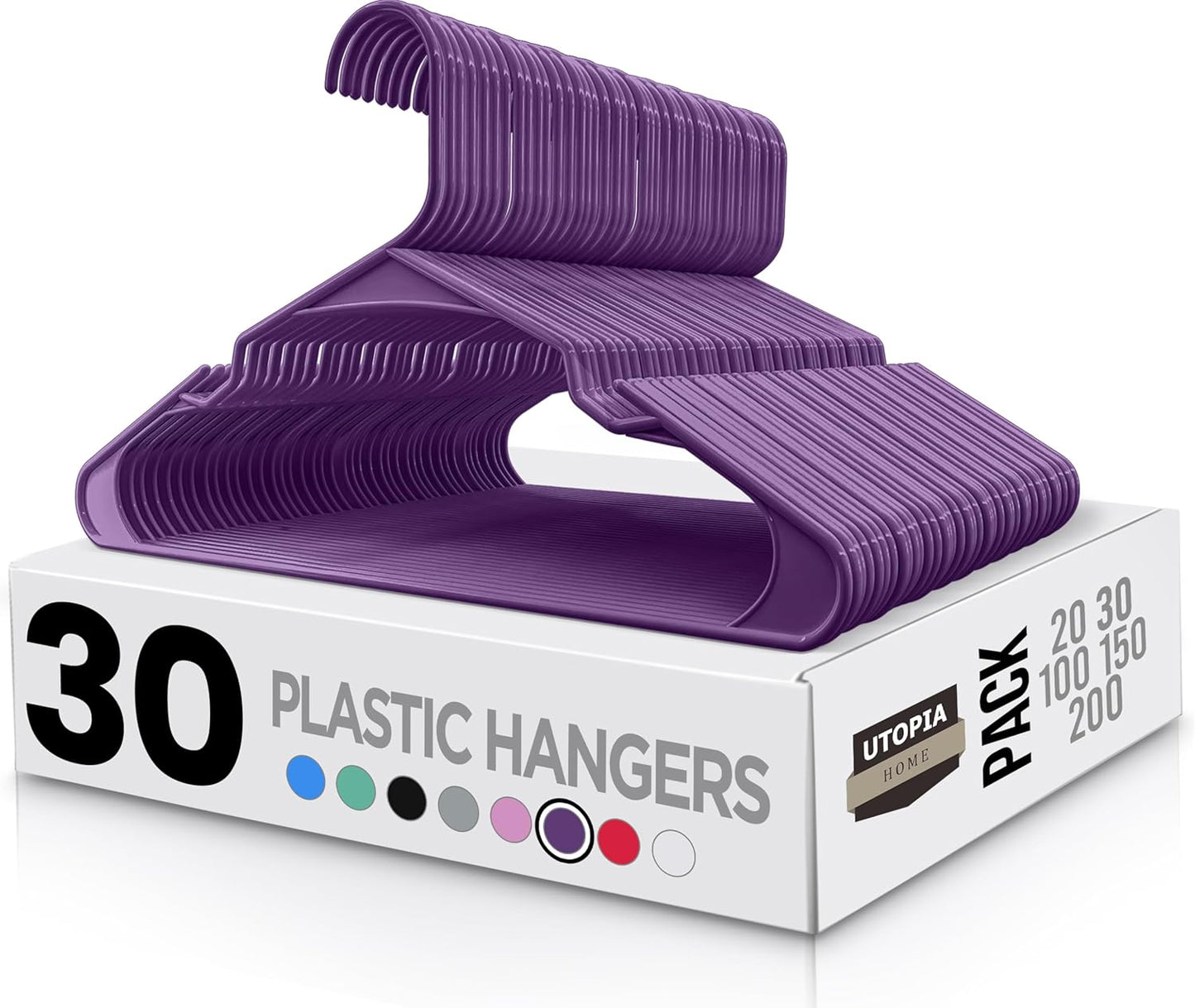 Utopia Home - Plastic Hangers 50 Pack - Space Saving Clothes Hanger - Durable and Strong Closet Organizers and Storage Makes It Ideal Apartment or Dorm Room Essentials for Girls or Guys (White)