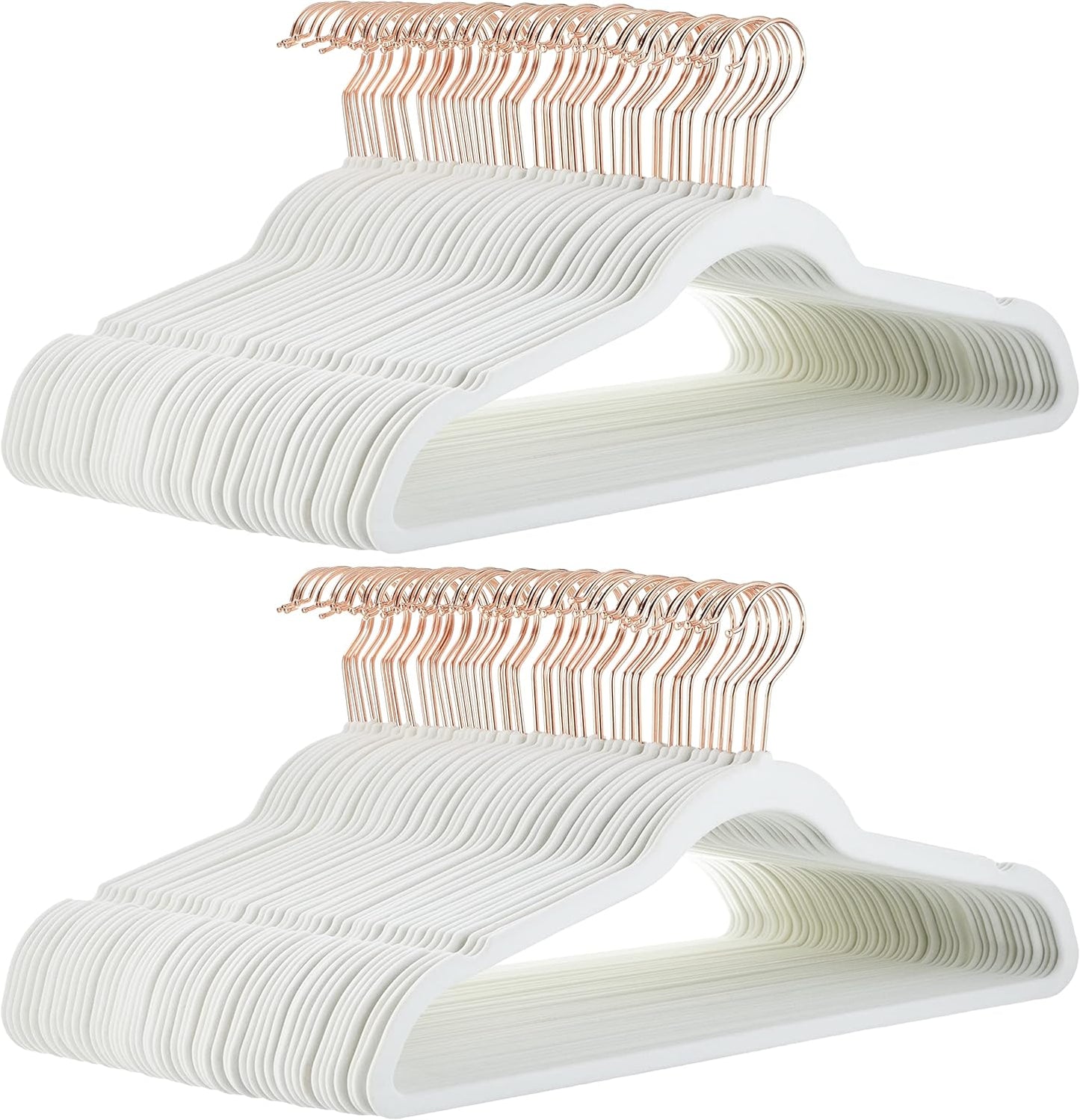 Amazon Basics Slim, Velvet, Non-Slip, Space-Saving Suit Clothes Hangers, Pack of 100, Ivory/Beige