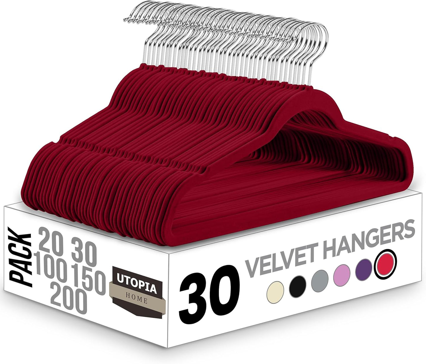 Utopia Home Velvet Hangers 50 Pack - Non-Slip Suit Hangers with 360 Degree Rotatable Hook - for Pants, Coats, Shirts & More (Black)