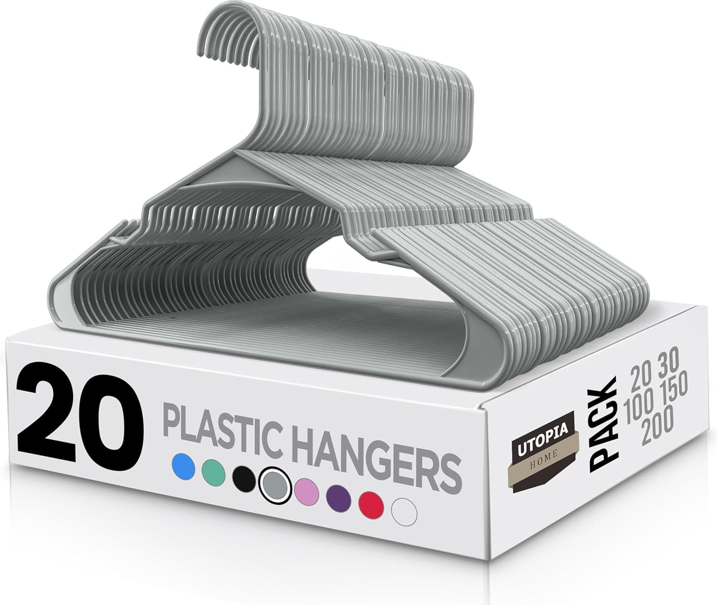 Utopia Home - Plastic Hangers 50 Pack - Space Saving Clothes Hanger - Durable and Strong Closet Organizers and Storage Makes It Ideal Apartment or Dorm Room Essentials for Girls or Guys (White)