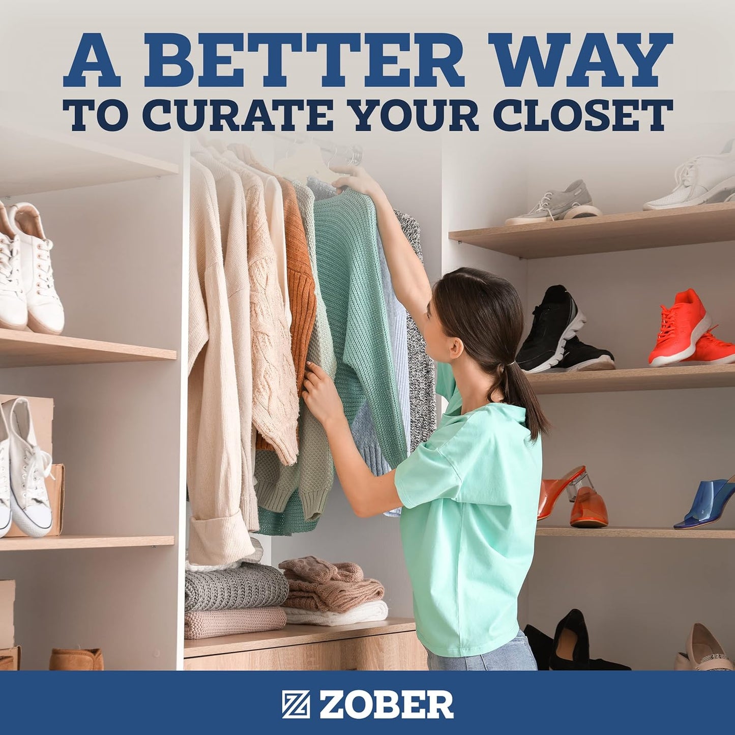 Zober Velvet Hangers 50 Pack - Ivory for Coats, Pants & Dress Clothes - Non Slip w/ 360 Degree Swivel, Holds up to 10 lbs - Strong Felt Hangers for Clothing
