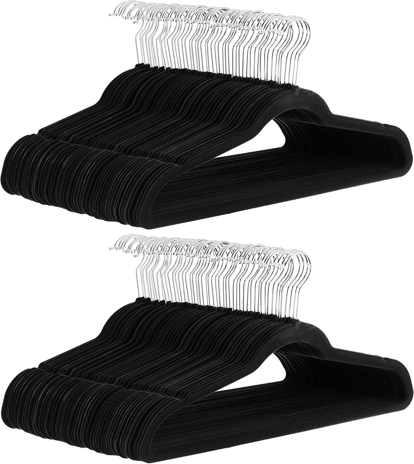 Amazon Basics Slim, Velvet, Non-Slip, Space-Saving Suit Clothes Hangers, Pack of 100, Ivory/Beige