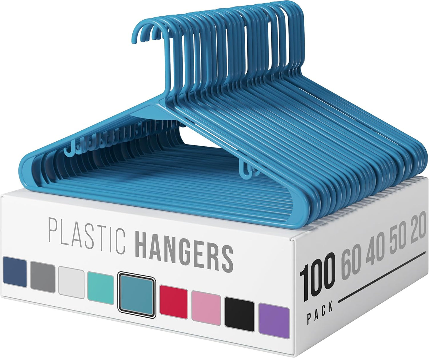 Plastic Hangers 50 Pack White - Clothes Hangers - Makes The Perfect Coat Hanger and General Space Saving Clothes Hangers for Closet - Percheros Ganchos para Colgar Ropa Hangars