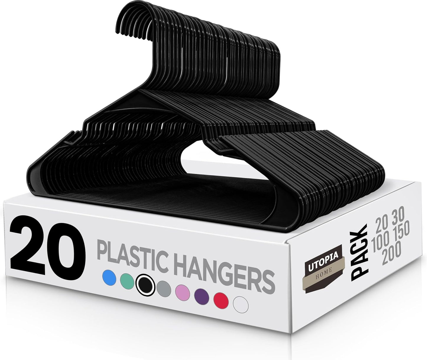 Utopia Home - Plastic Hangers 50 Pack - Space Saving Clothes Hanger - Durable and Strong Closet Organizers and Storage Makes It Ideal Apartment or Dorm Room Essentials for Girls or Guys (White)